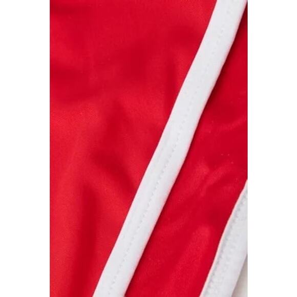 Its Now Cool Waisted Duo Bikini Briefs Stretch Nylon Red White Contrast Size 8 - Picture 5 of 11